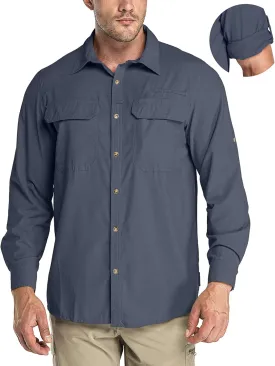 33,000ft Men's Long Sleeve Sun Protection Shirt UPF 50  UV Quick Dry Cooling Fishing Shirts for Travel Safari Camping Hiking