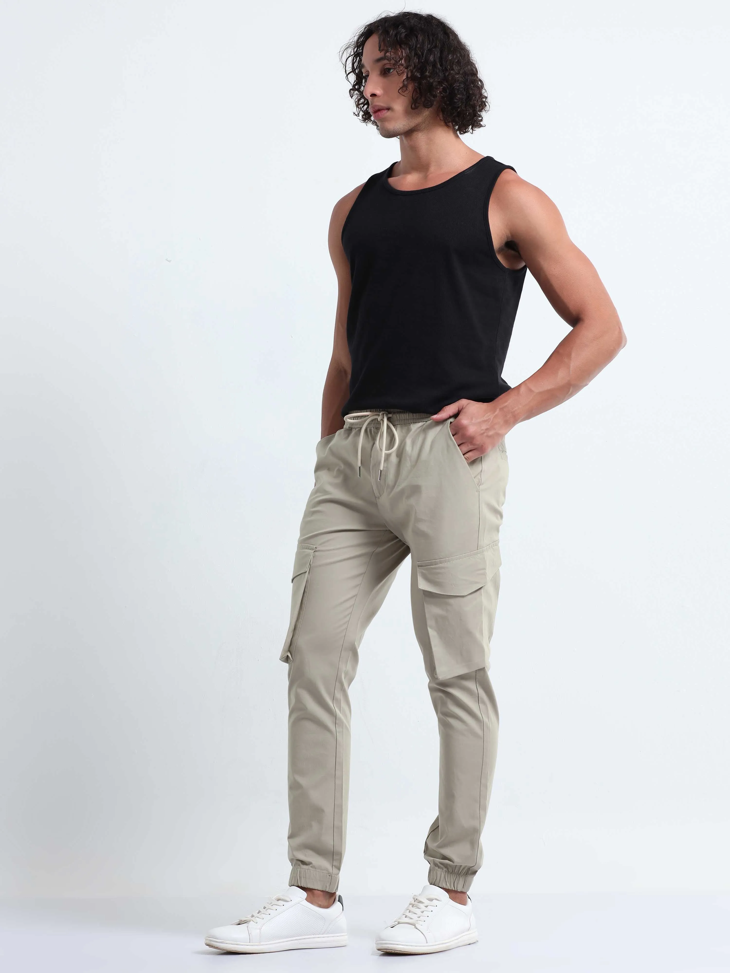 Air Sense Beige Cargo Joggers