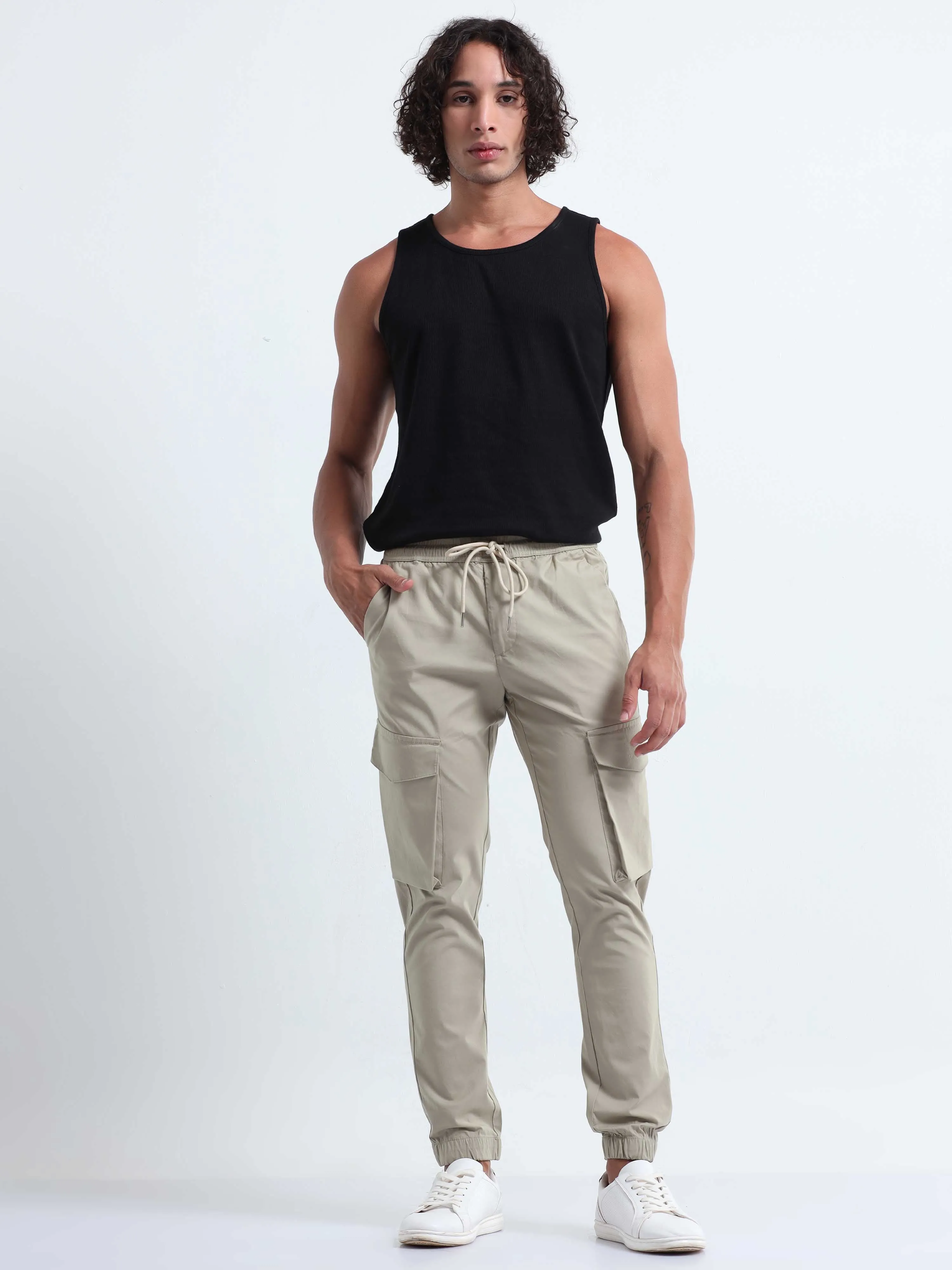 Air Sense Beige Cargo Joggers