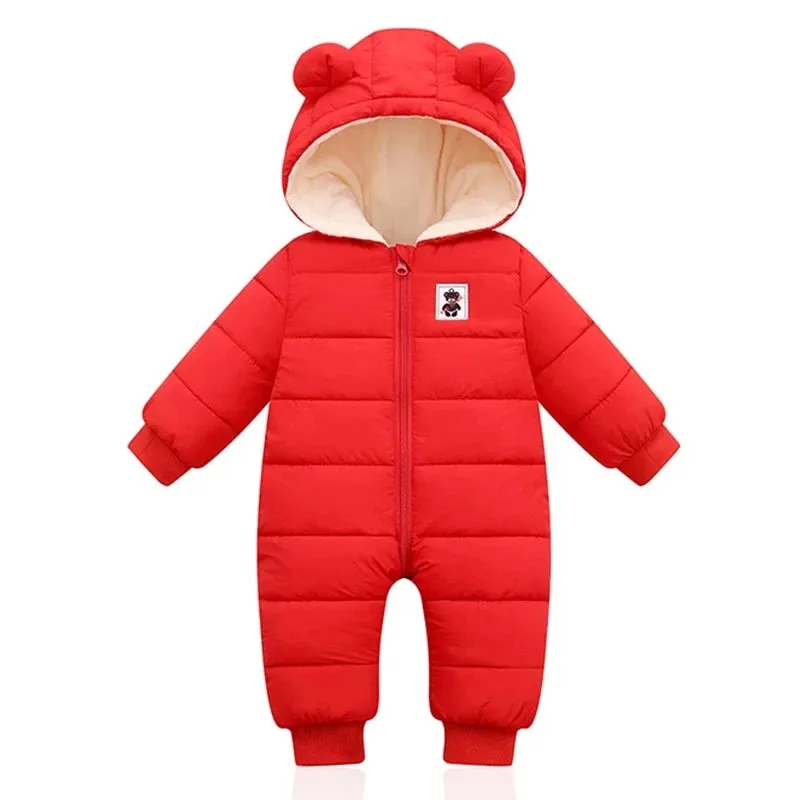 Baby Rompers For Boy Girl Coats Winter Toddler Hooded Bodysuit Thick Cotton Outfit Infants Jumpsuit Children Baby Jacket