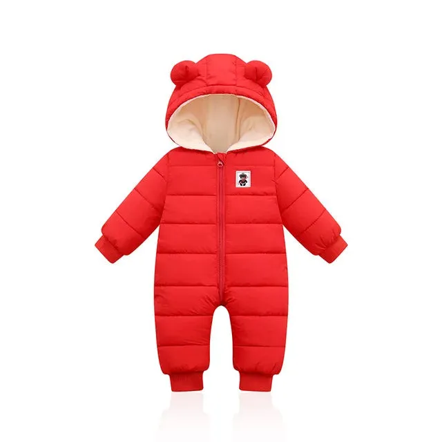 Baby Rompers For Boy Girl Coats Winter Toddler Hooded Bodysuit Thick Cotton Outfit Infants Jumpsuit Children Baby Jacket