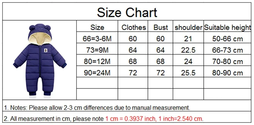 Baby Rompers For Boy Girl Coats Winter Toddler Hooded Bodysuit Thick Cotton Outfit Infants Jumpsuit Children Baby Jacket