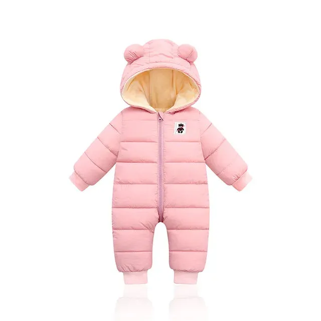 Baby Rompers For Boy Girl Coats Winter Toddler Hooded Bodysuit Thick Cotton Outfit Infants Jumpsuit Children Baby Jacket