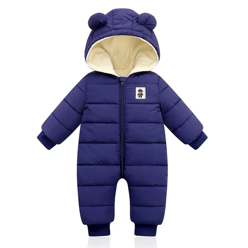 Baby Rompers For Boy Girl Coats Winter Toddler Hooded Bodysuit Thick Cotton Outfit Infants Jumpsuit Children Baby Jacket