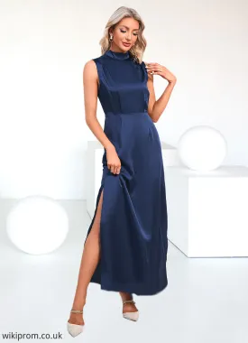 Belen High Neck Elegant A-line Satin Maxi Dresses SWKP0022520