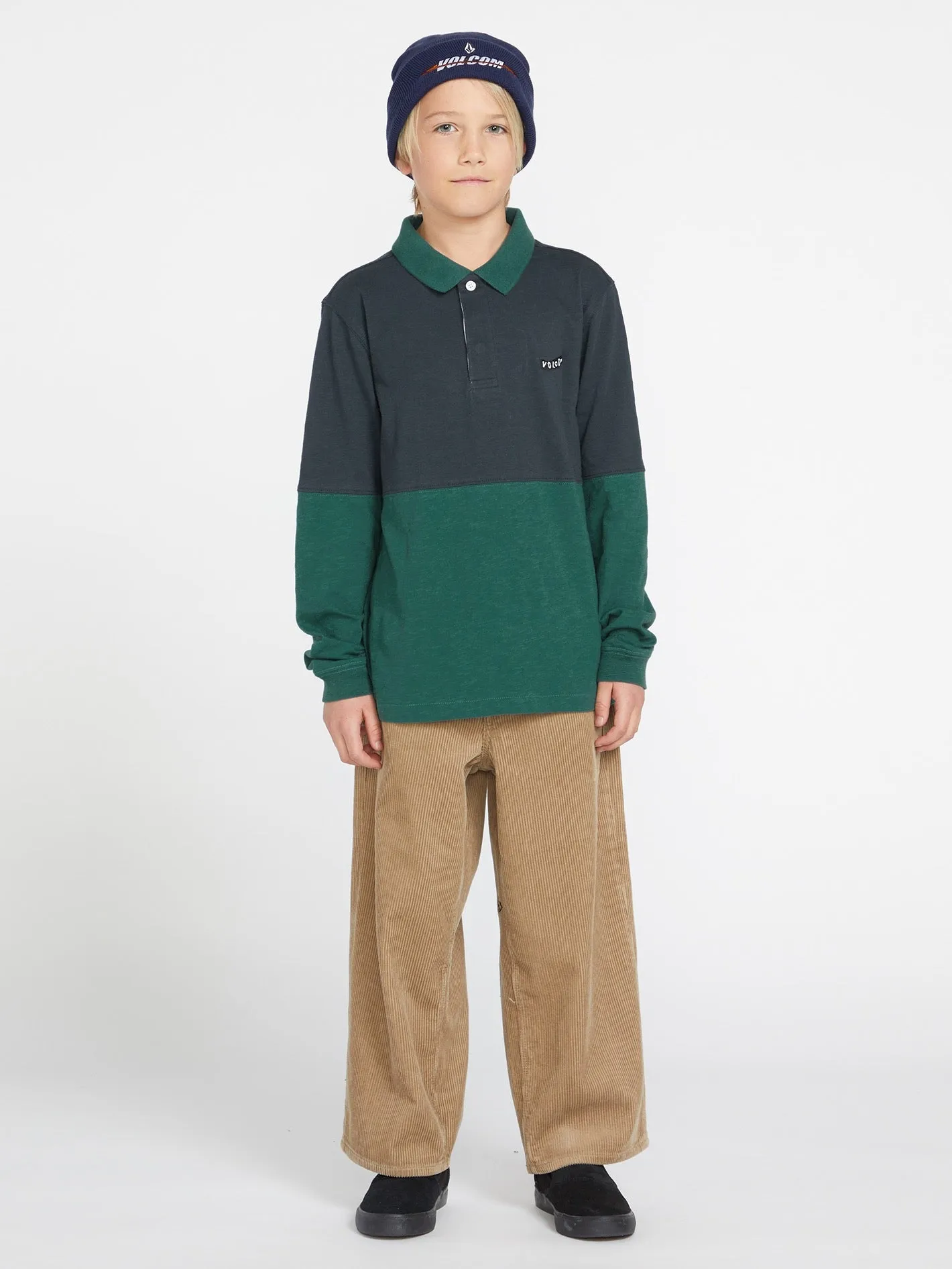 Big Boys Duo Stone Polo Long Sleeve Shirt - Navy