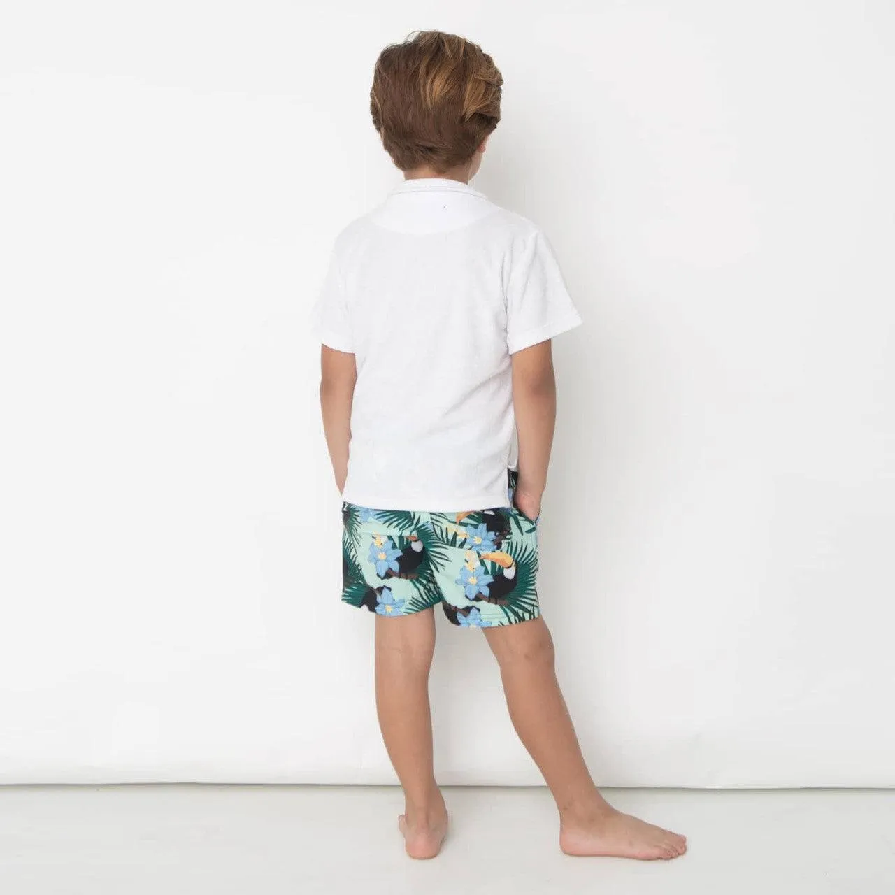 Boys Swimwear | Terry: Polo- White | Shade Critters