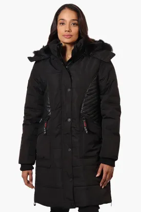 Canada Weather Gear Vegan Leather Insert Parka Jacket - Black