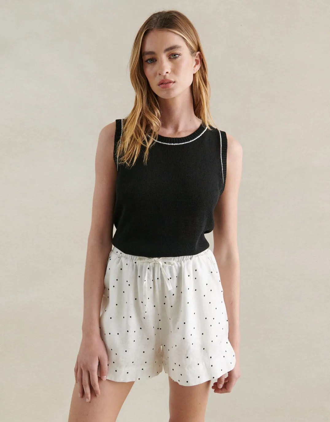 Contrast Stitch Tank - Black