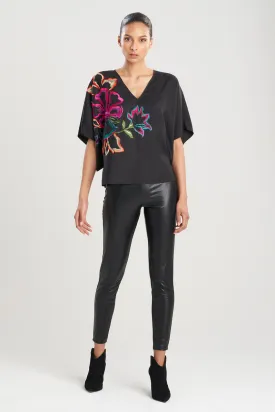 Cotton Silk Kimono Embroidered Top