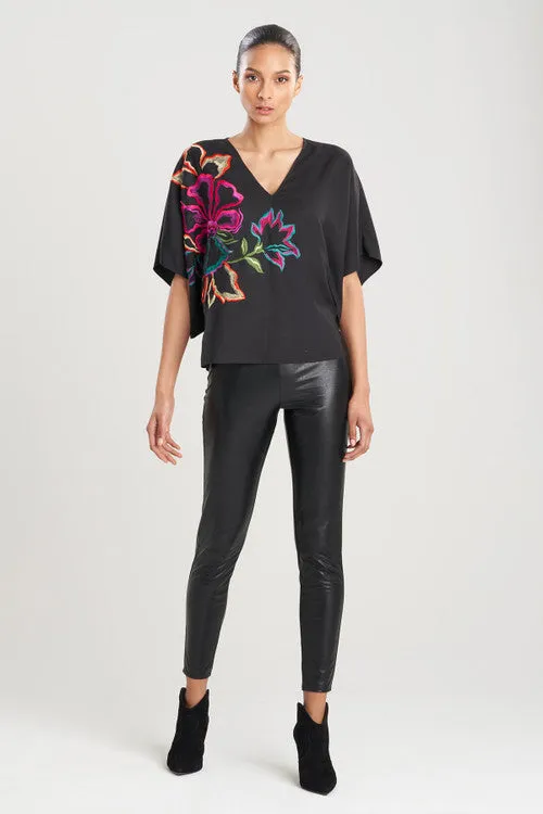 Cotton Silk Kimono Embroidered Top