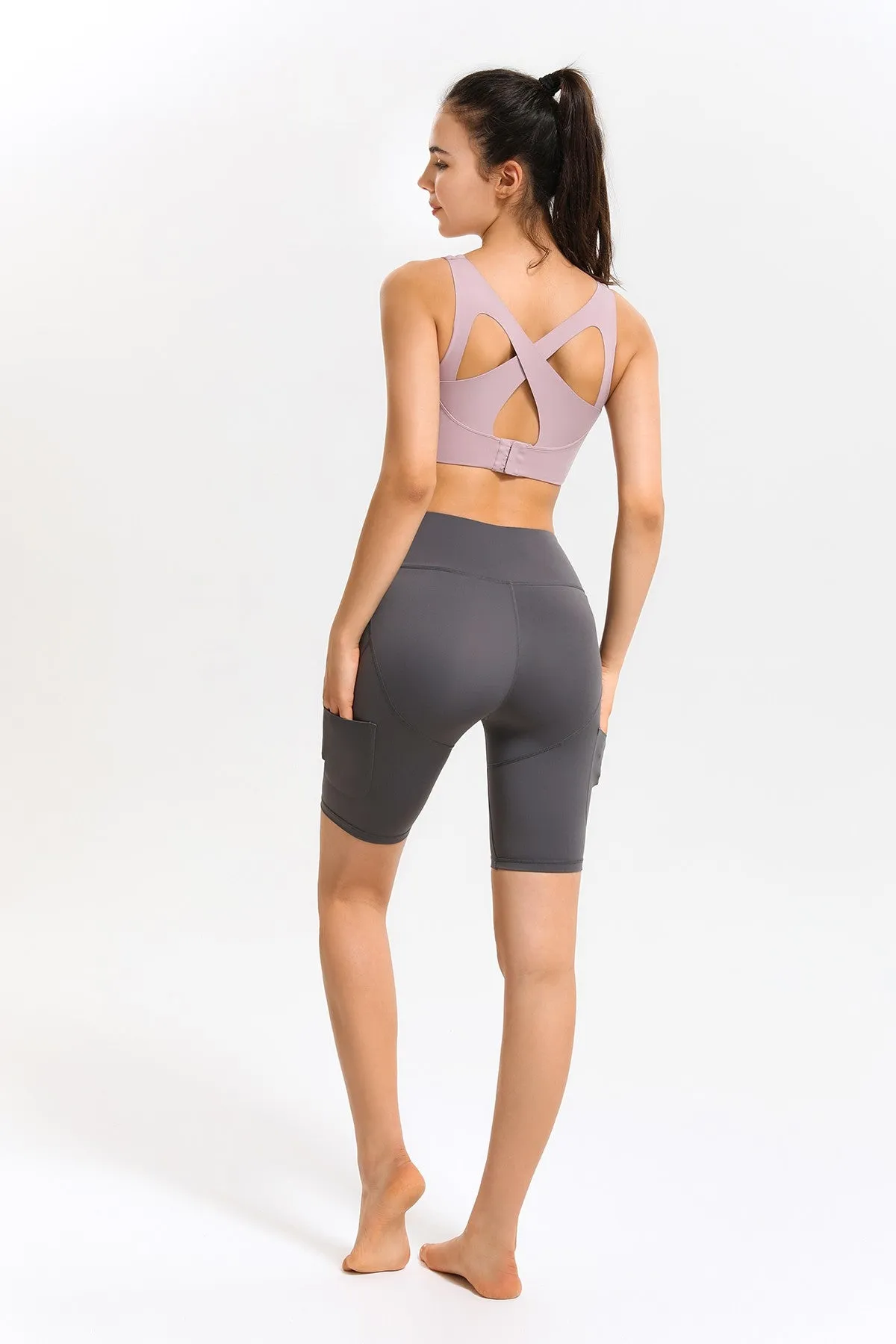 Crossover Sports Bra with Adjustable Buckles