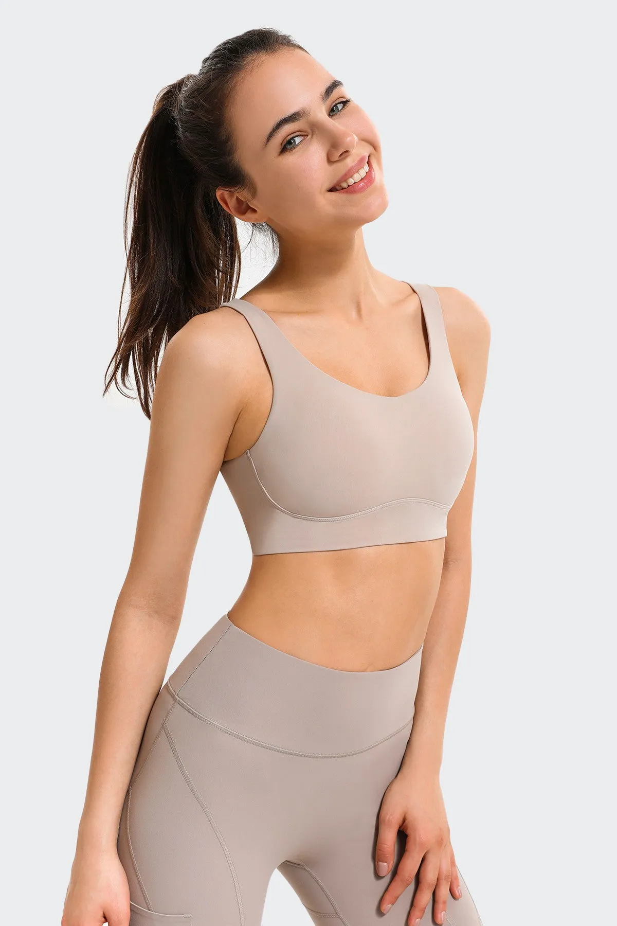 Crossover Sports Bra with Adjustable Buckles