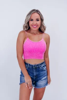 Dual Strap Ribbed Brami - Pink