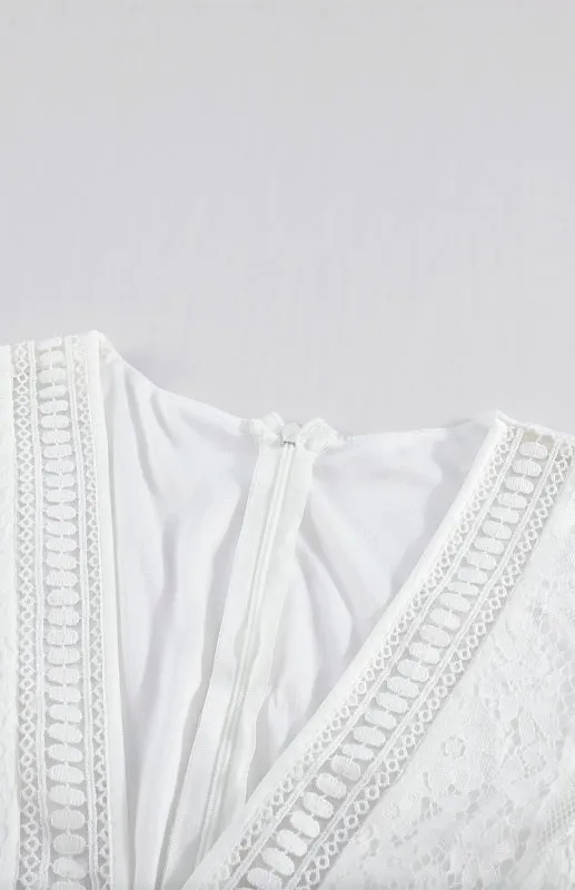 Elegant Overlay Guipure Lace Maxi Dress