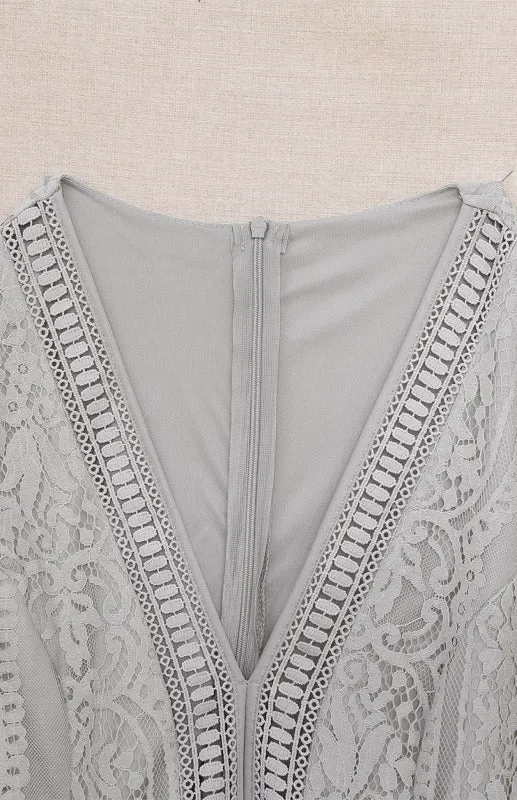 Elegant Overlay Guipure Lace Maxi Dress