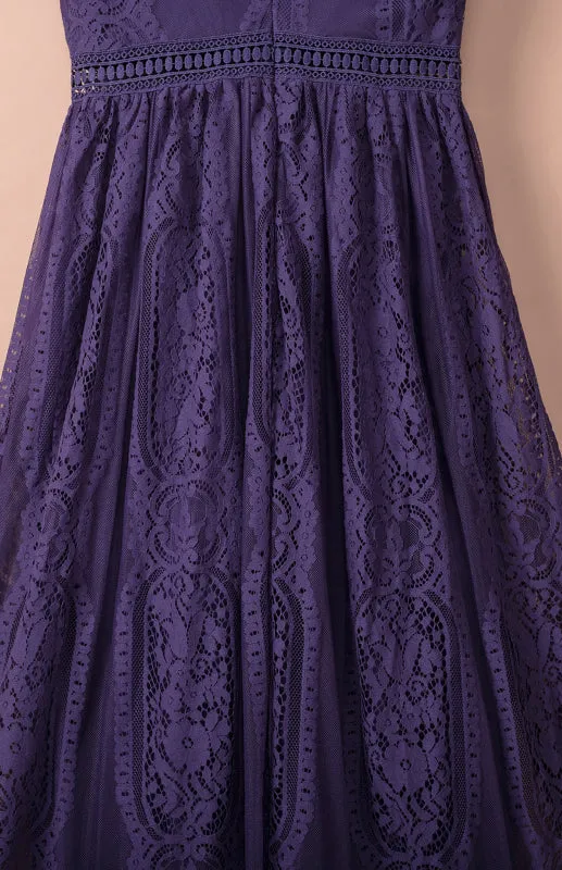Elegant Overlay Guipure Lace Maxi Dress
