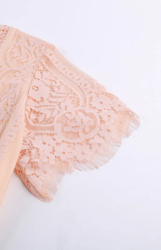 Elegant Overlay Guipure Lace Maxi Dress