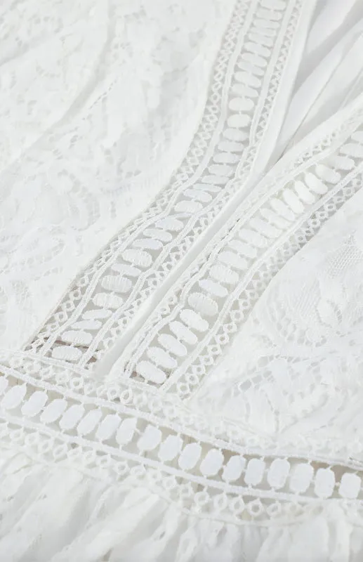 Elegant Overlay Guipure Lace Maxi Dress