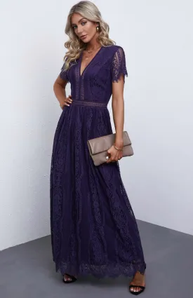Elegant Overlay Guipure Lace Maxi Dress