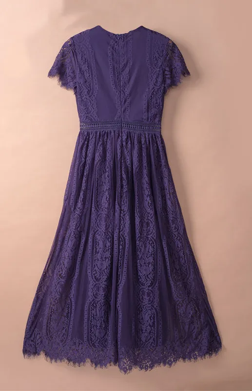 Elegant Overlay Guipure Lace Maxi Dress