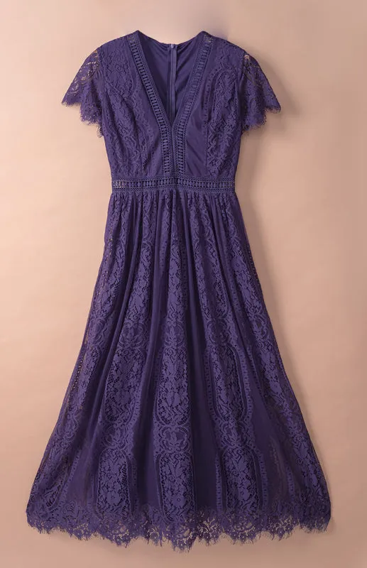Elegant Overlay Guipure Lace Maxi Dress