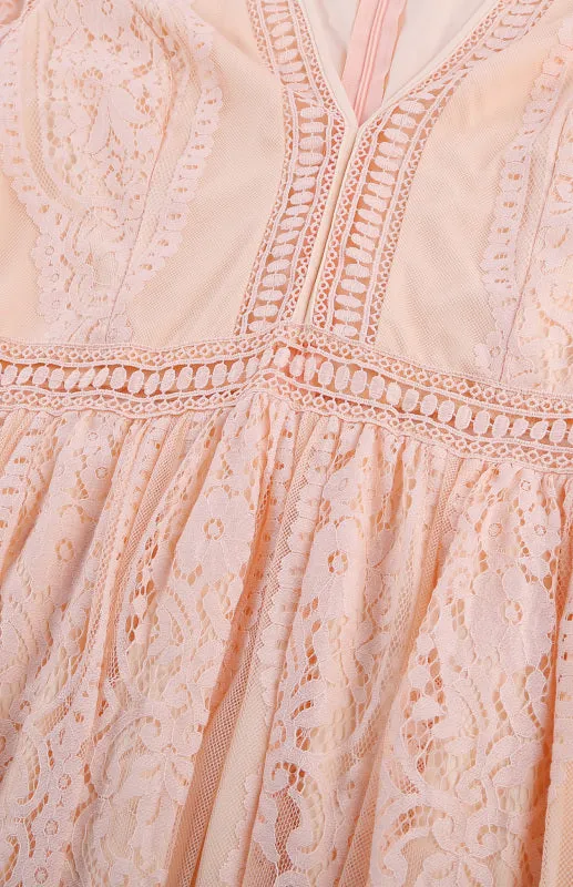 Elegant Overlay Guipure Lace Maxi Dress