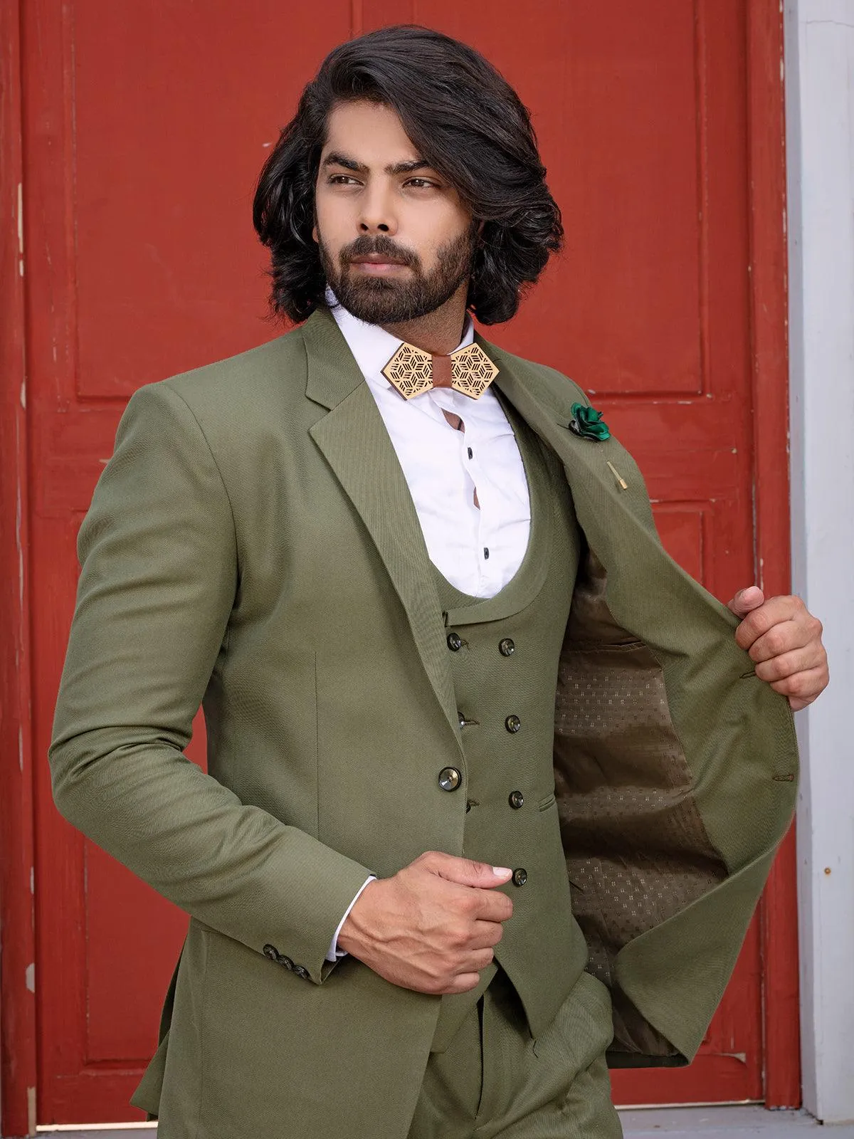 Fabulous Green Color Men's Single Breasted Blazer