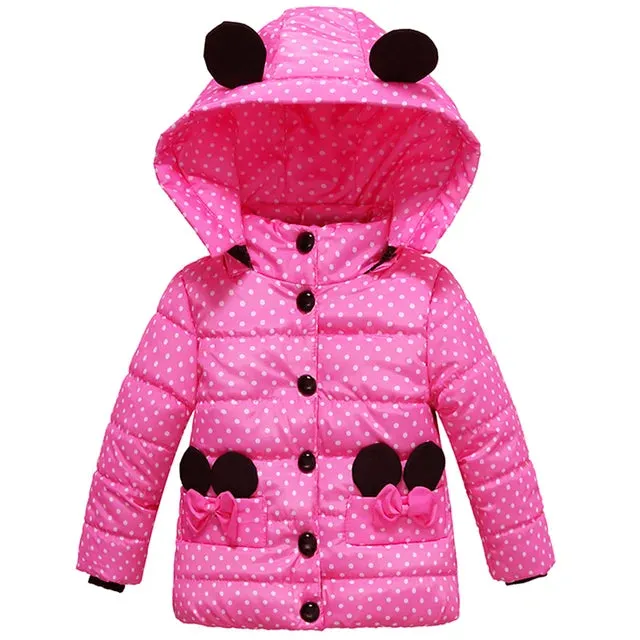 Fall Winter Jacket For Baby Girls Down Coat Children Outerwear Coats Dot Hooded Cotton Padded Kids Clothing