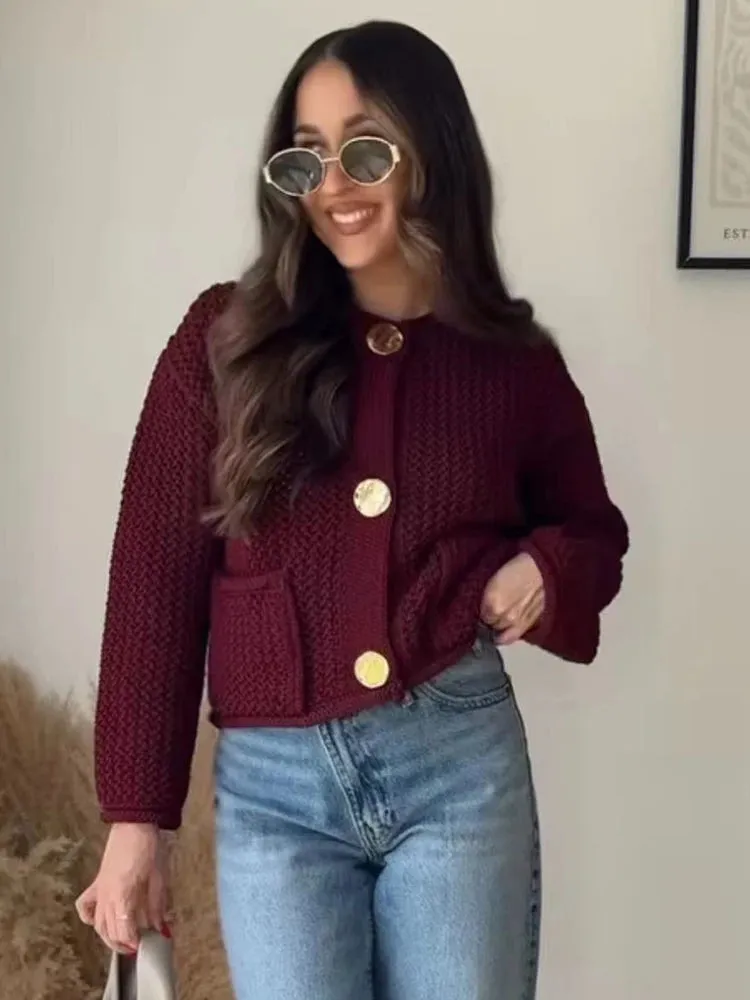 Fashion Warm Solid Outwear Casual Loose Vintage Long Sleeve Cardigan