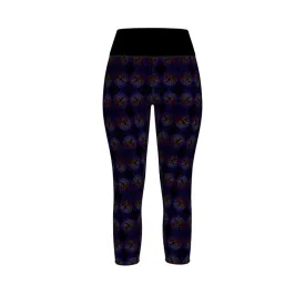 Floral Embosses: Roses 01 Patterned Designer Capri Sports Leggings