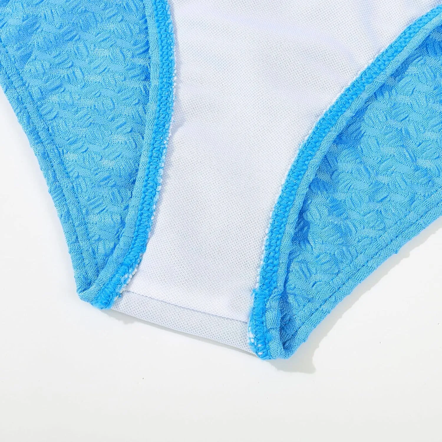 Girls Swimsuit Solid Bathing Suit 2 Piece Twist Cross Adjustable Straps Bikinis for Teen Girls with Chest Pad