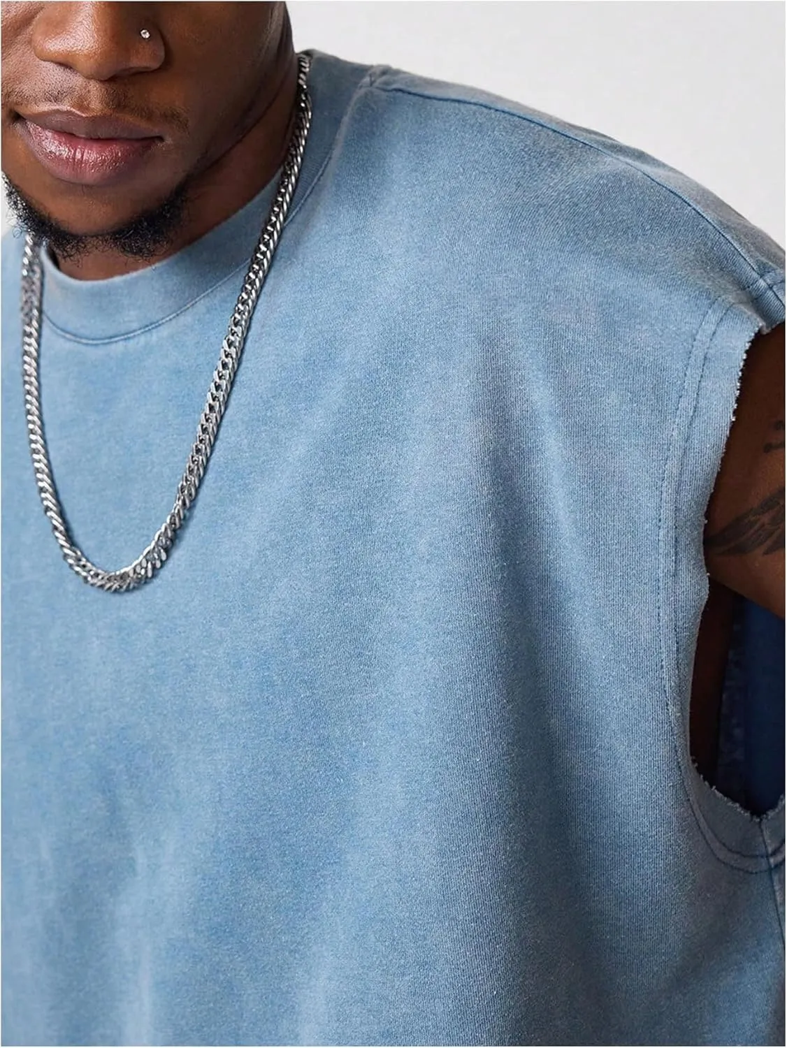 GORGLITTER Men's Dolman Sleeve Crop Vest Top T Shirts Crewneck Loose Pullover Tank Tops