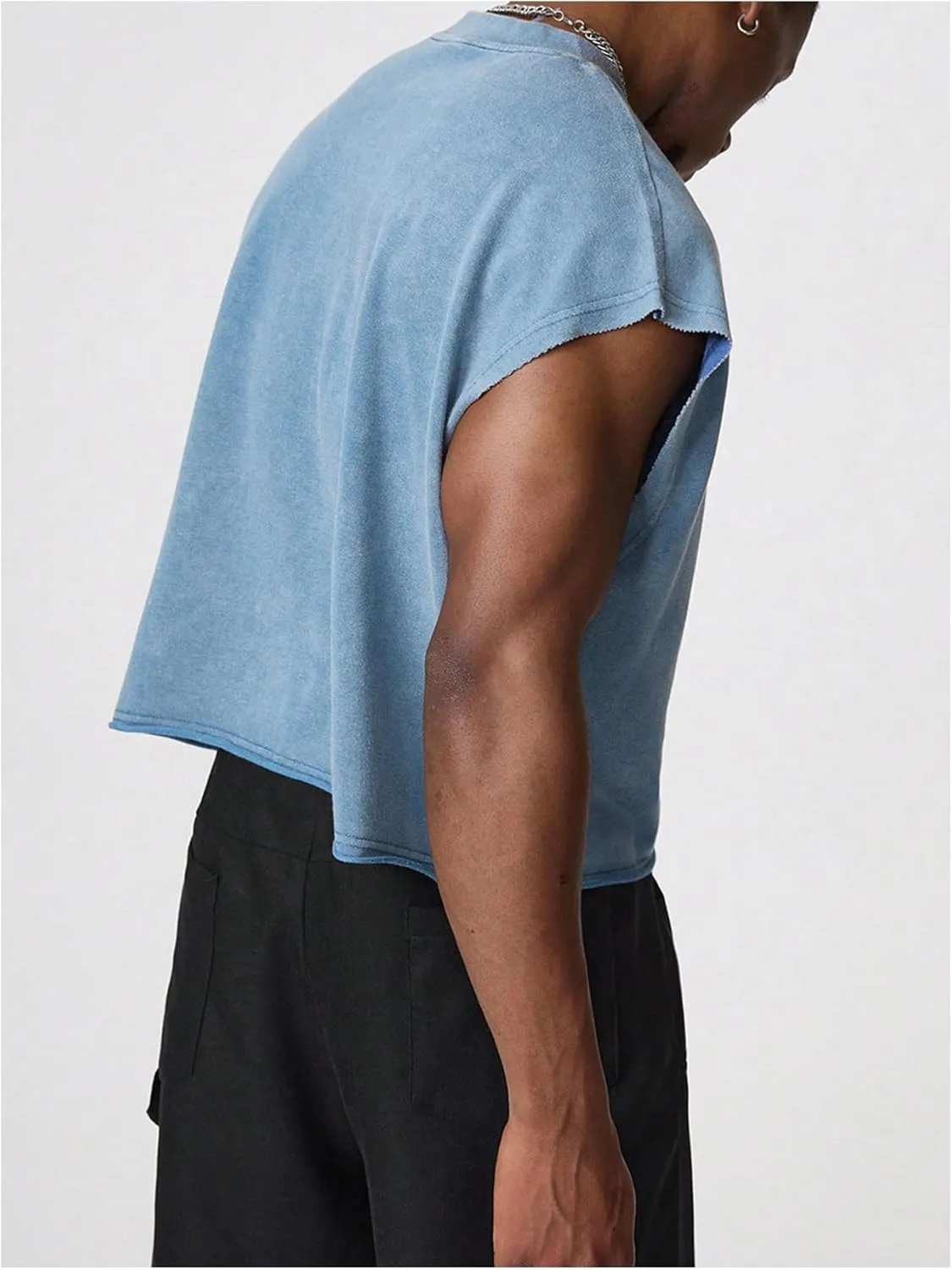 GORGLITTER Men's Dolman Sleeve Crop Vest Top T Shirts Crewneck Loose Pullover Tank Tops
