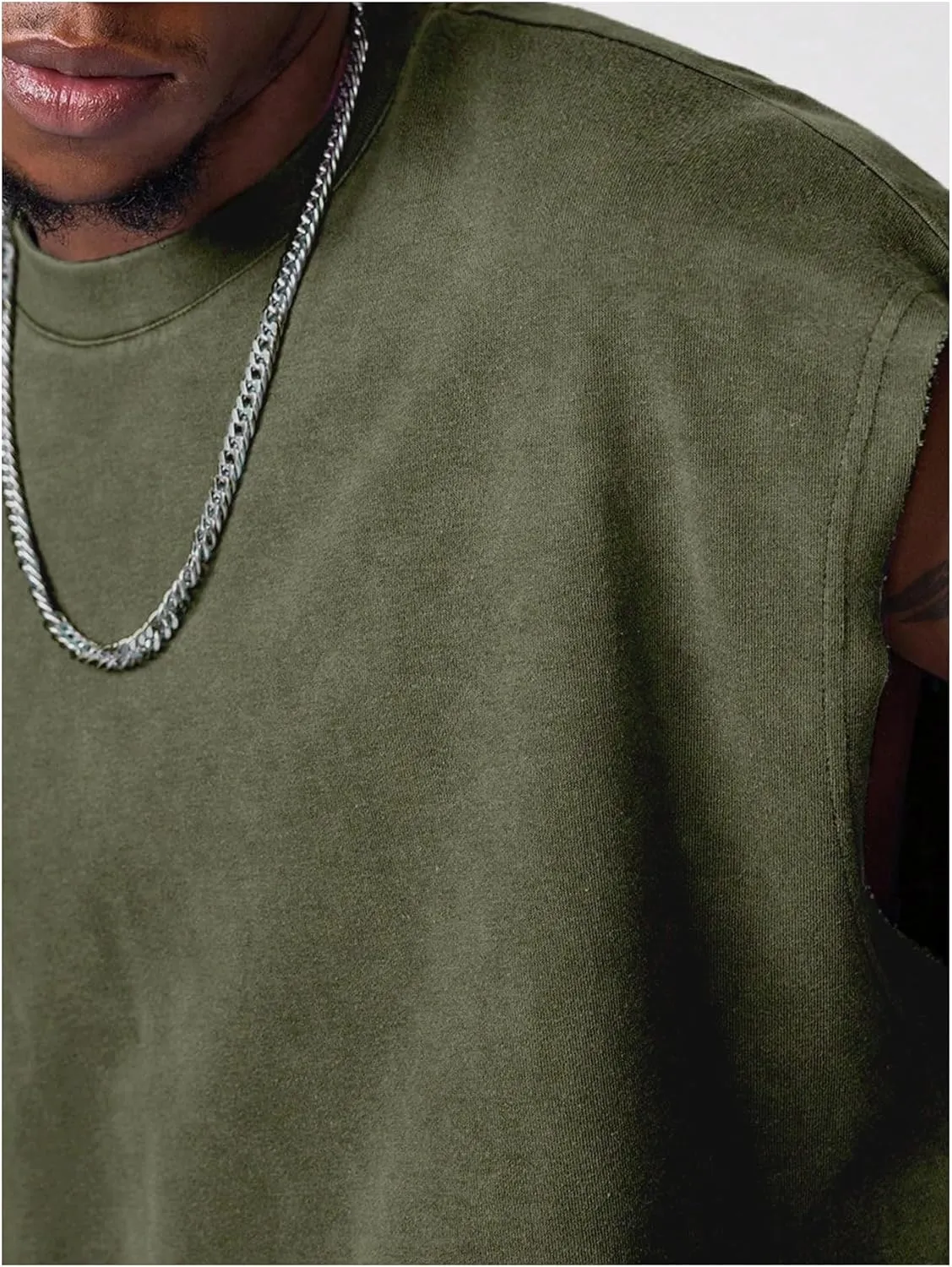 GORGLITTER Men's Dolman Sleeve Crop Vest Top T Shirts Crewneck Loose Pullover Tank Tops