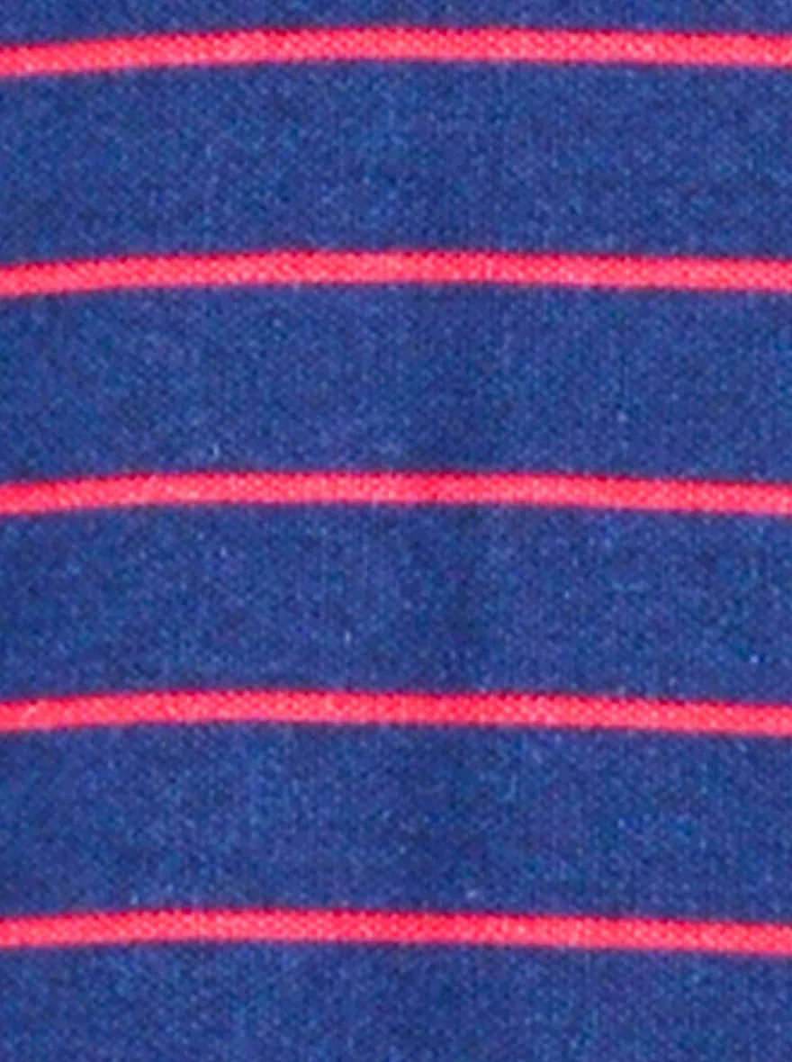 Insignia Blue Striped Slim Fit Polo T-shirt | Greenfibre