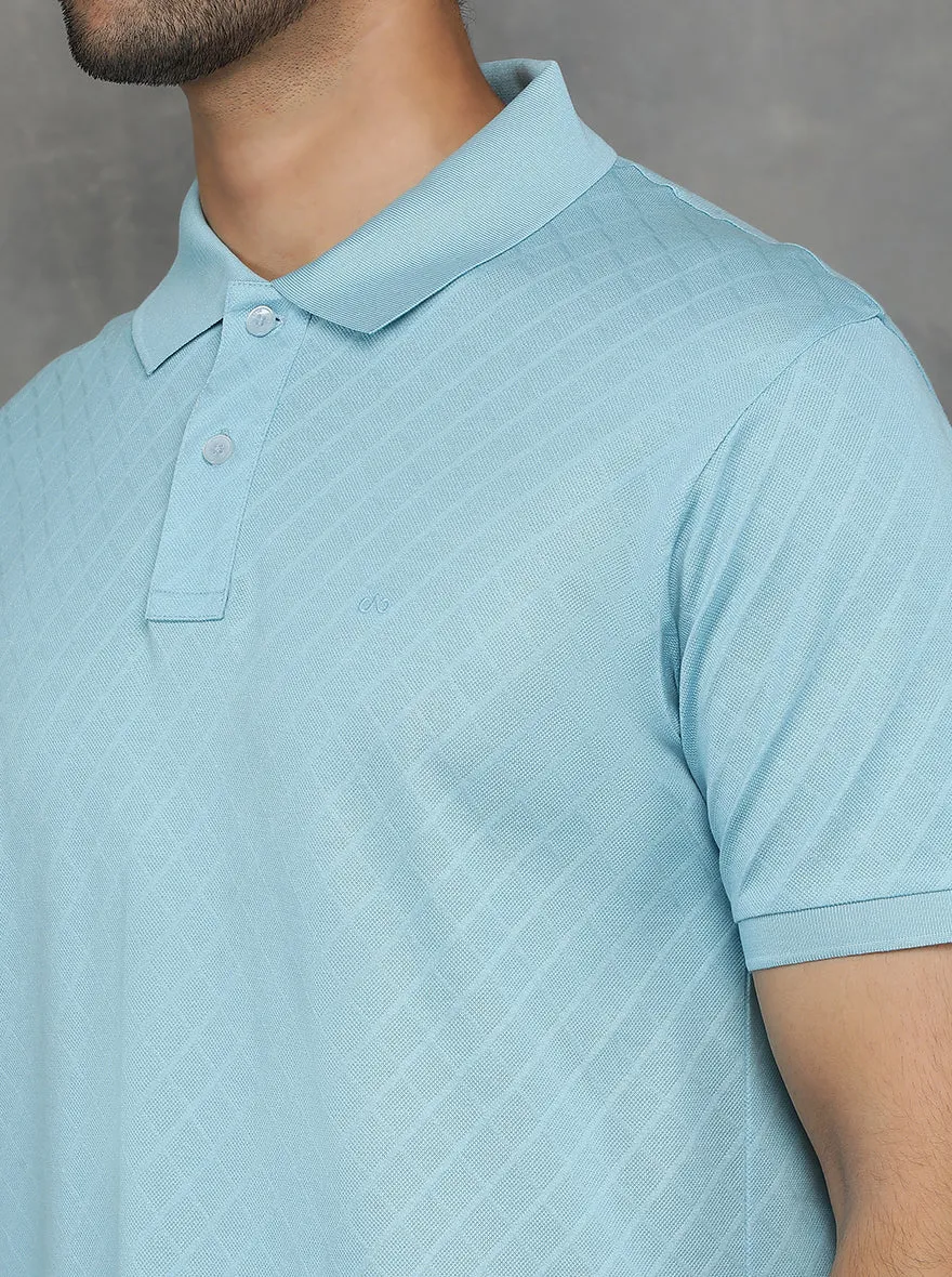 Light Blue Solid Regular Fit Polo T-Shirt | JadeBlue
