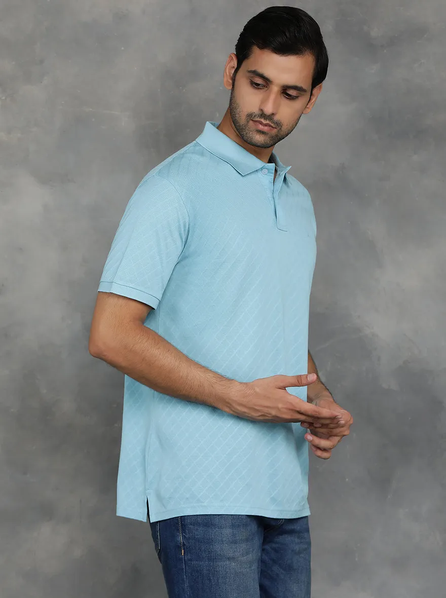 Light Blue Solid Regular Fit Polo T-Shirt | JadeBlue
