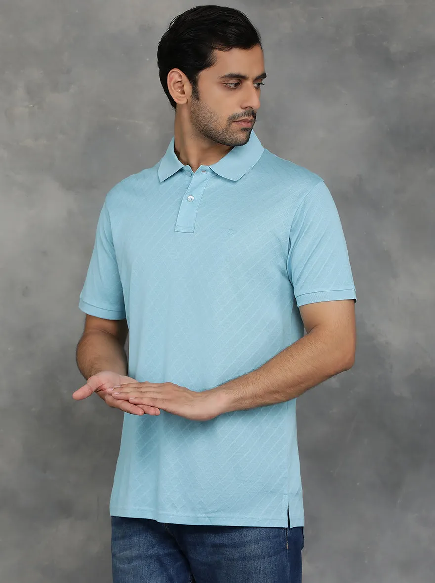 Light Blue Solid Regular Fit Polo T-Shirt | JadeBlue