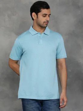 Light Blue Solid Regular Fit Polo T-Shirt | JadeBlue