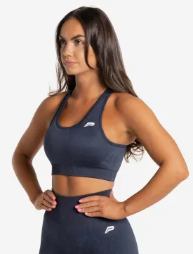 Marble Seamless Sports Bra - Navy