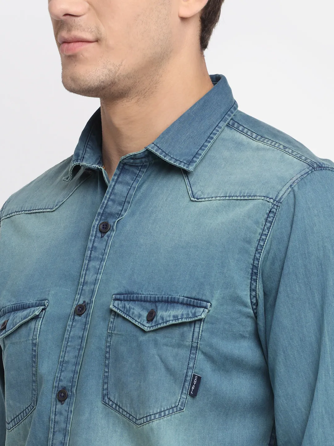 Men's Blue Casual Denim Full Sleeve Shirt