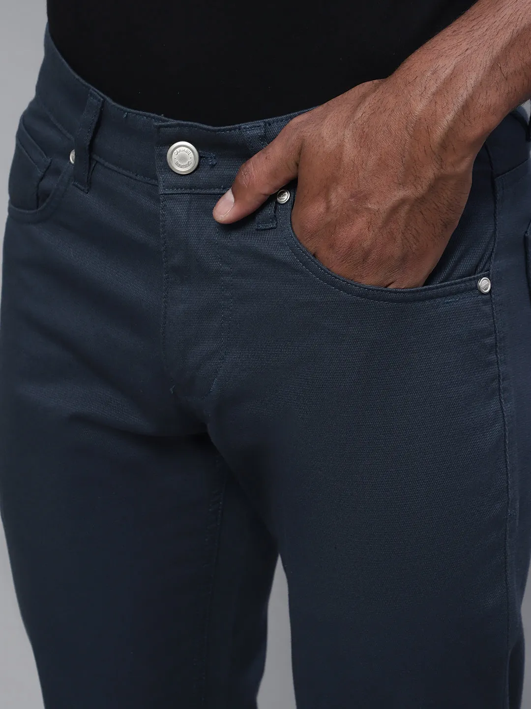 Men's Casual Flat front Airforce Blue  Trousers