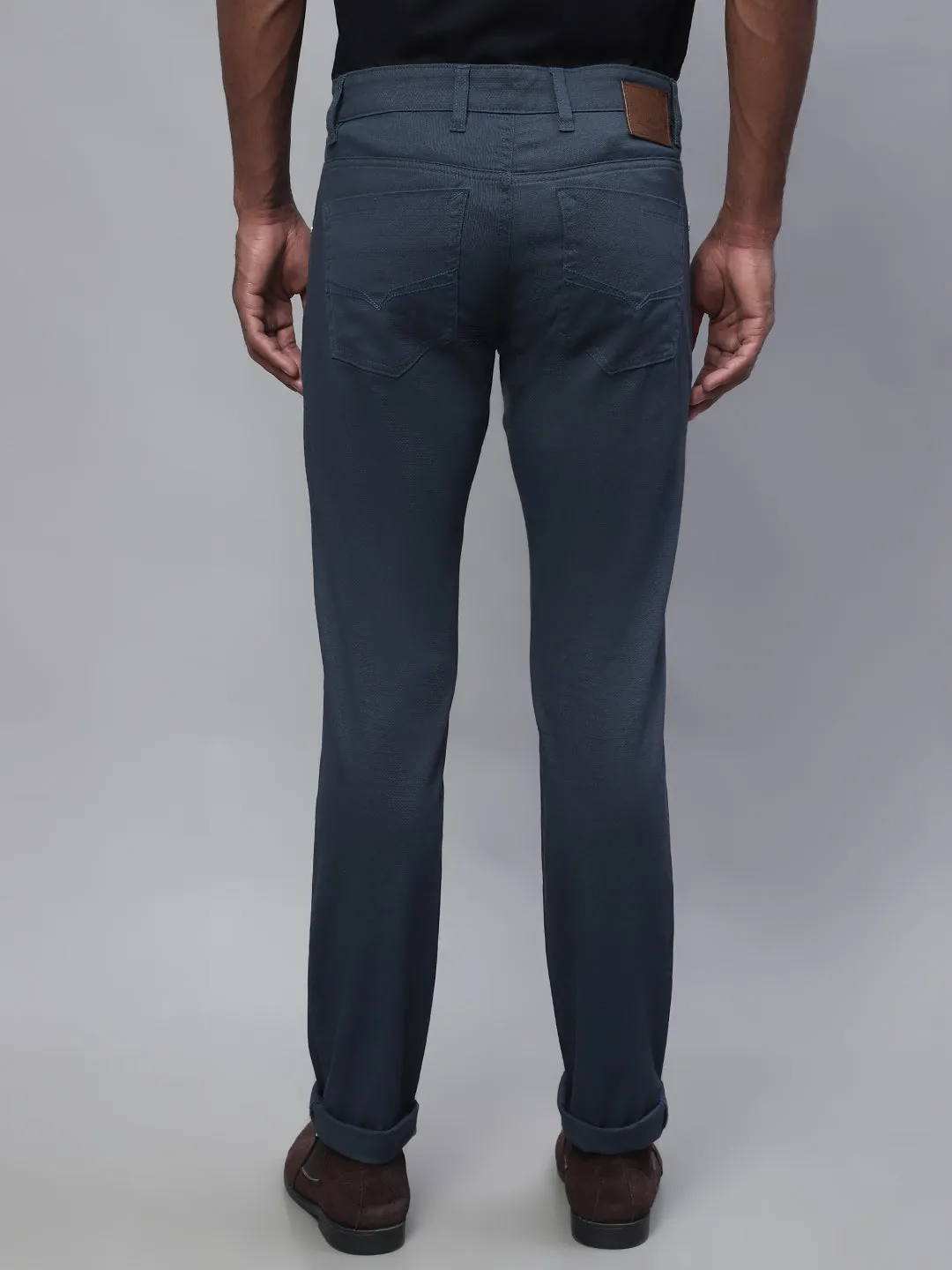 Men's Casual Flat front Airforce Blue  Trousers