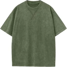 Men's Oversized Cotton T-Shirts Loose Fit Vintage Washed Tee Unisex Short Sleeve Casual Shirts Tops