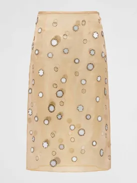 Mirror-embellished organza midi-skirt