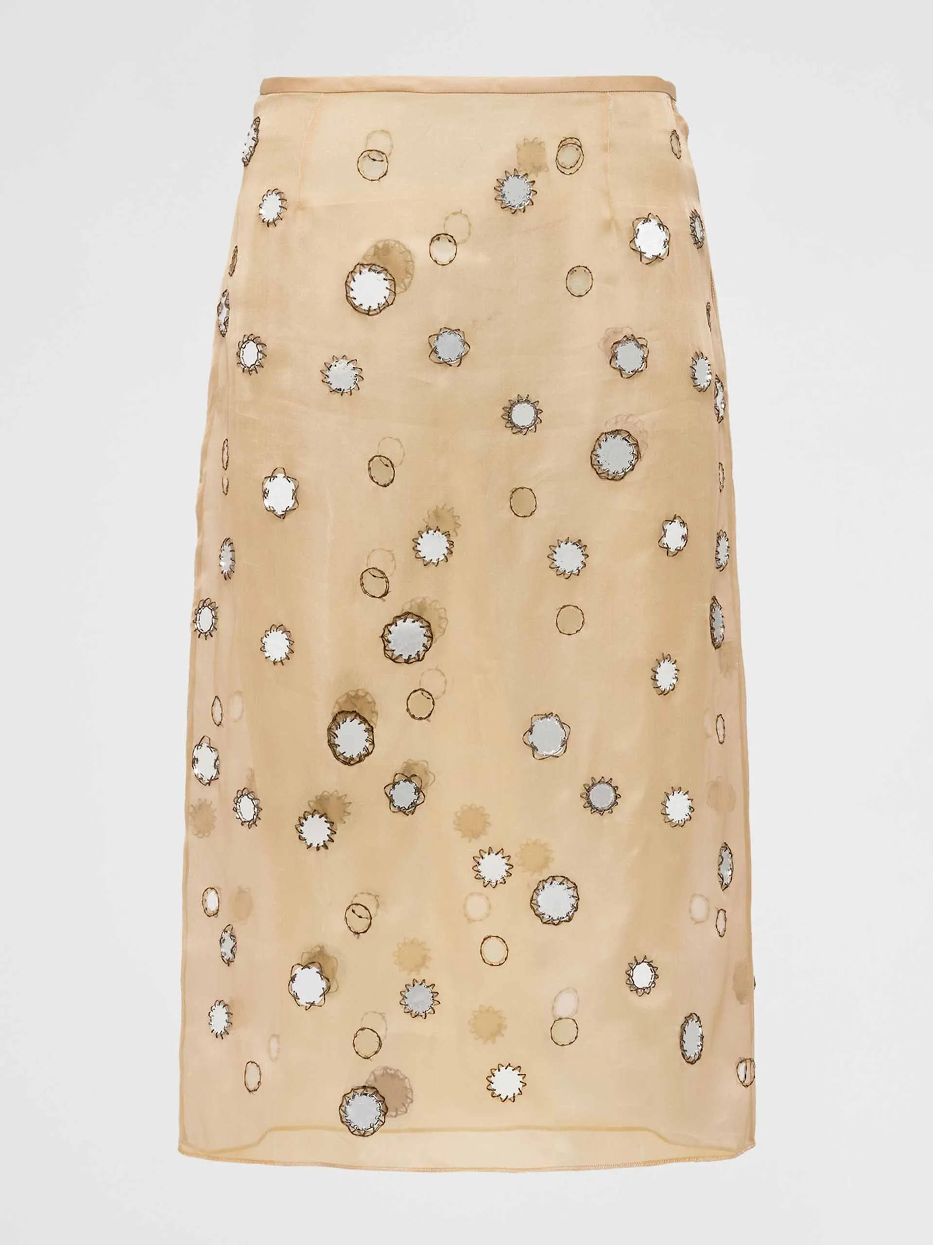 Mirror-embellished organza midi-skirt