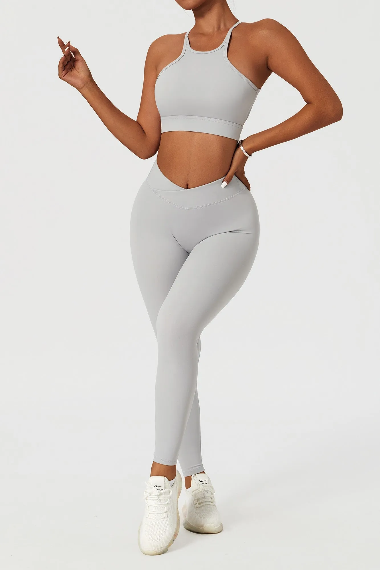 Racer Front Cut Out Back Sports Bra