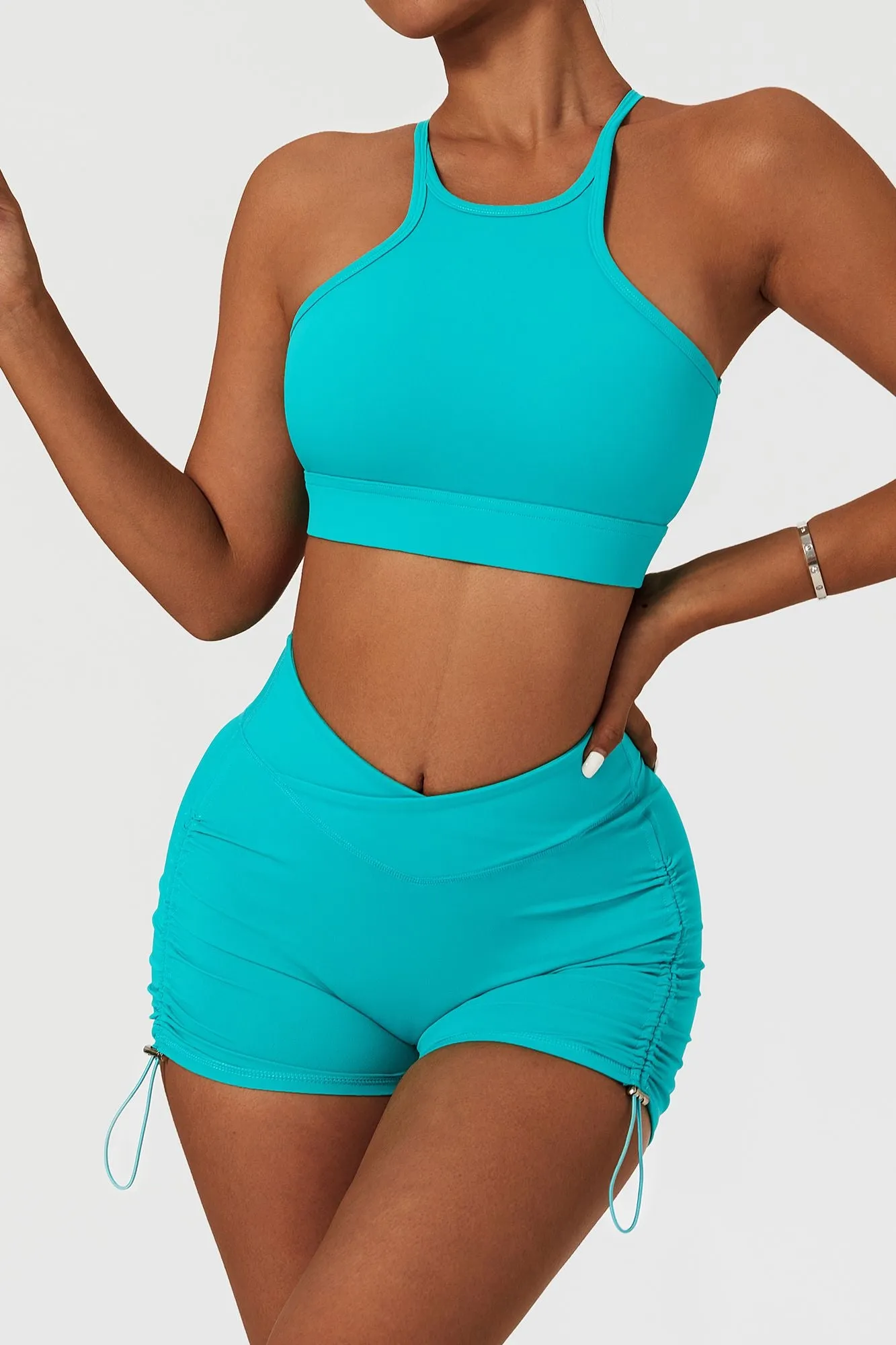 Racer Front Cut Out Back Sports Bra