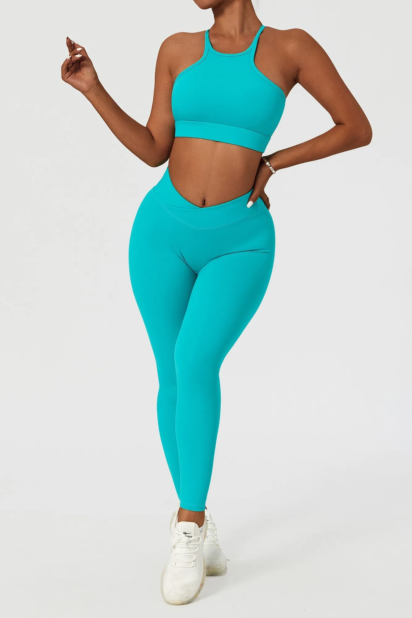 Racer Front Cut Out Back Sports Bra